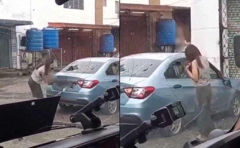 #NSTviral: Woman seen hacking Proton Saga with cleaver in viral clip