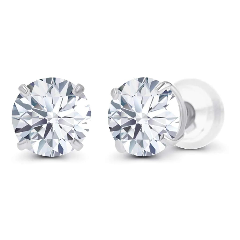 2-tcw. Lab-Created Moissanite Stud Earrings in 14K White or Yellow Gold for $105 + free shipping