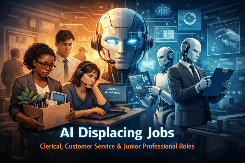 AI set to displace clerical, customer service, junior professional roles