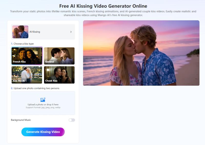 Mango AI's Kiss AI Tool Turns Still Photos Into Romantic Video Scenes