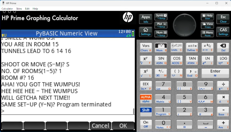 العودة إلى استخدام لغة بيسك على الآلة الحاسبة