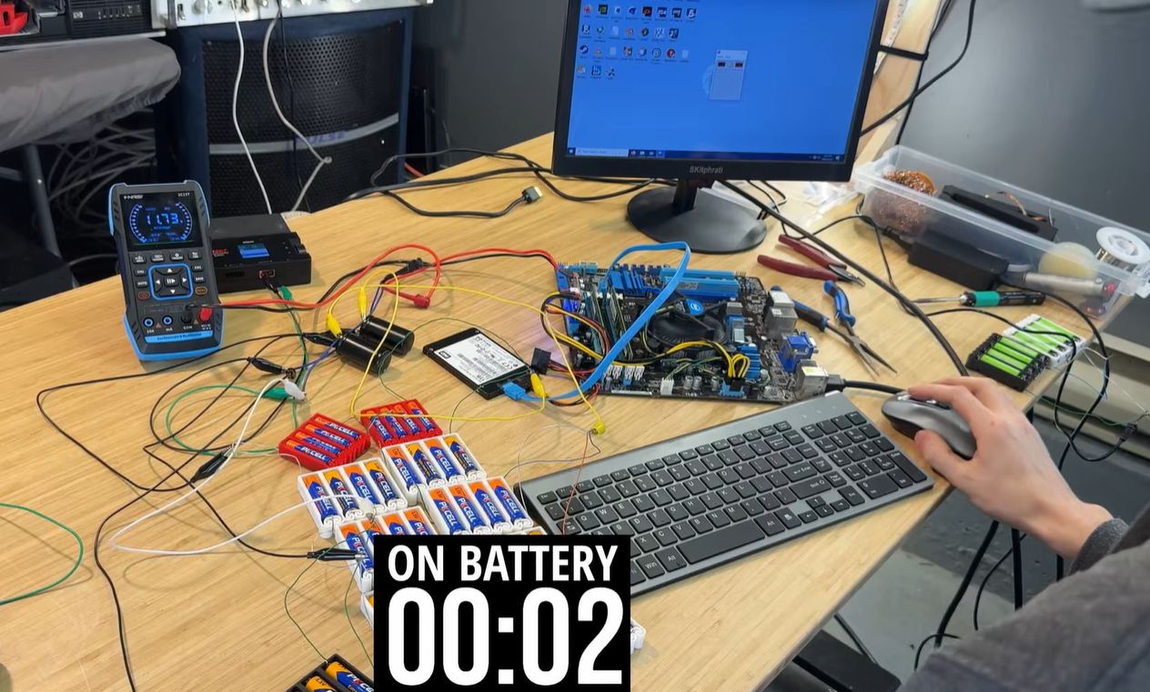 Running a Desktop PC off AA Alkaline Cells