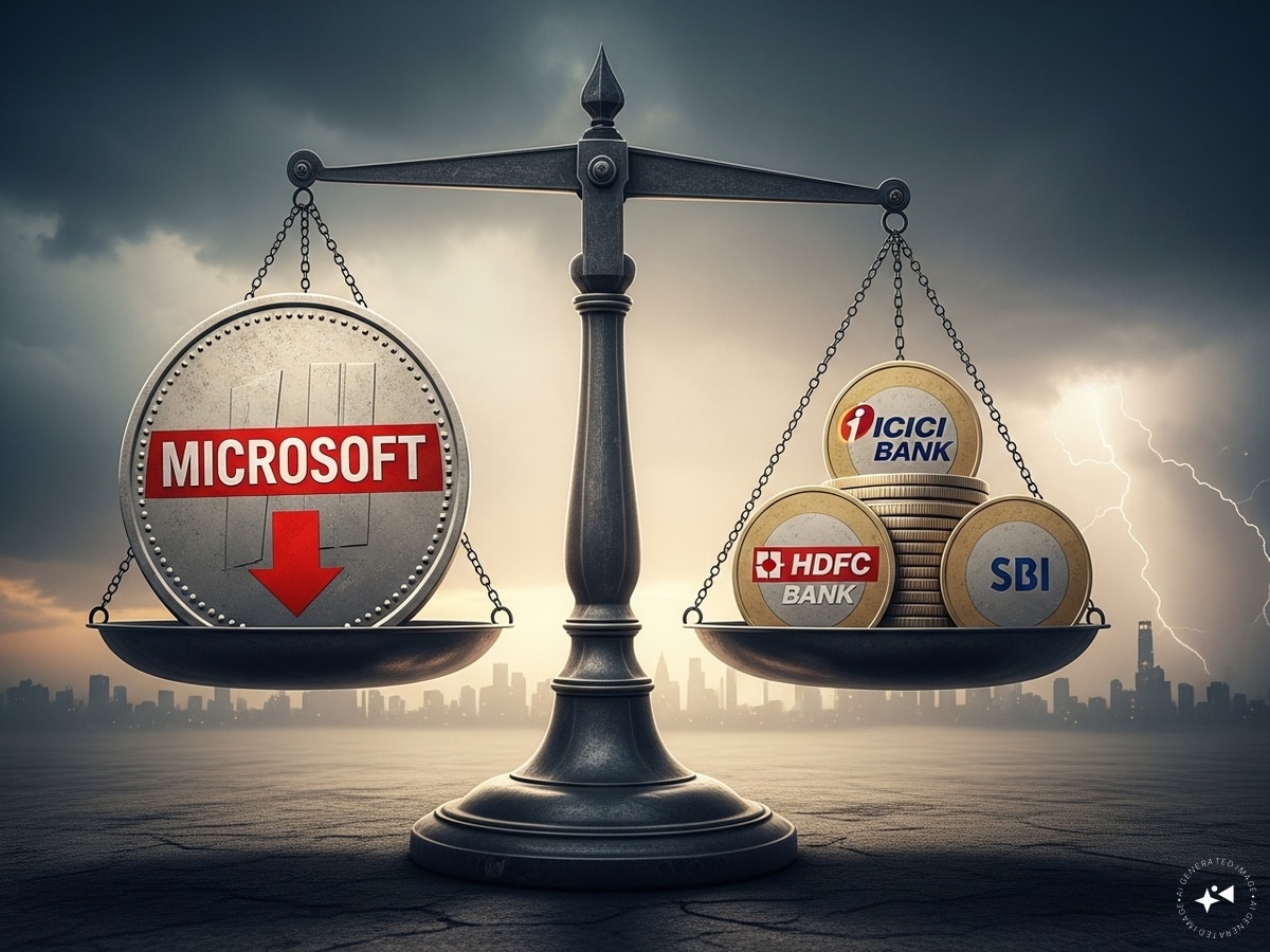 "خسرت مايكروسوفت ما يعادل القيمة السوقية المجمعة لبنوك HDFC و ICICI و SBI يوم الخميس في خسائر تقدر بـ 357 مليار دولار."