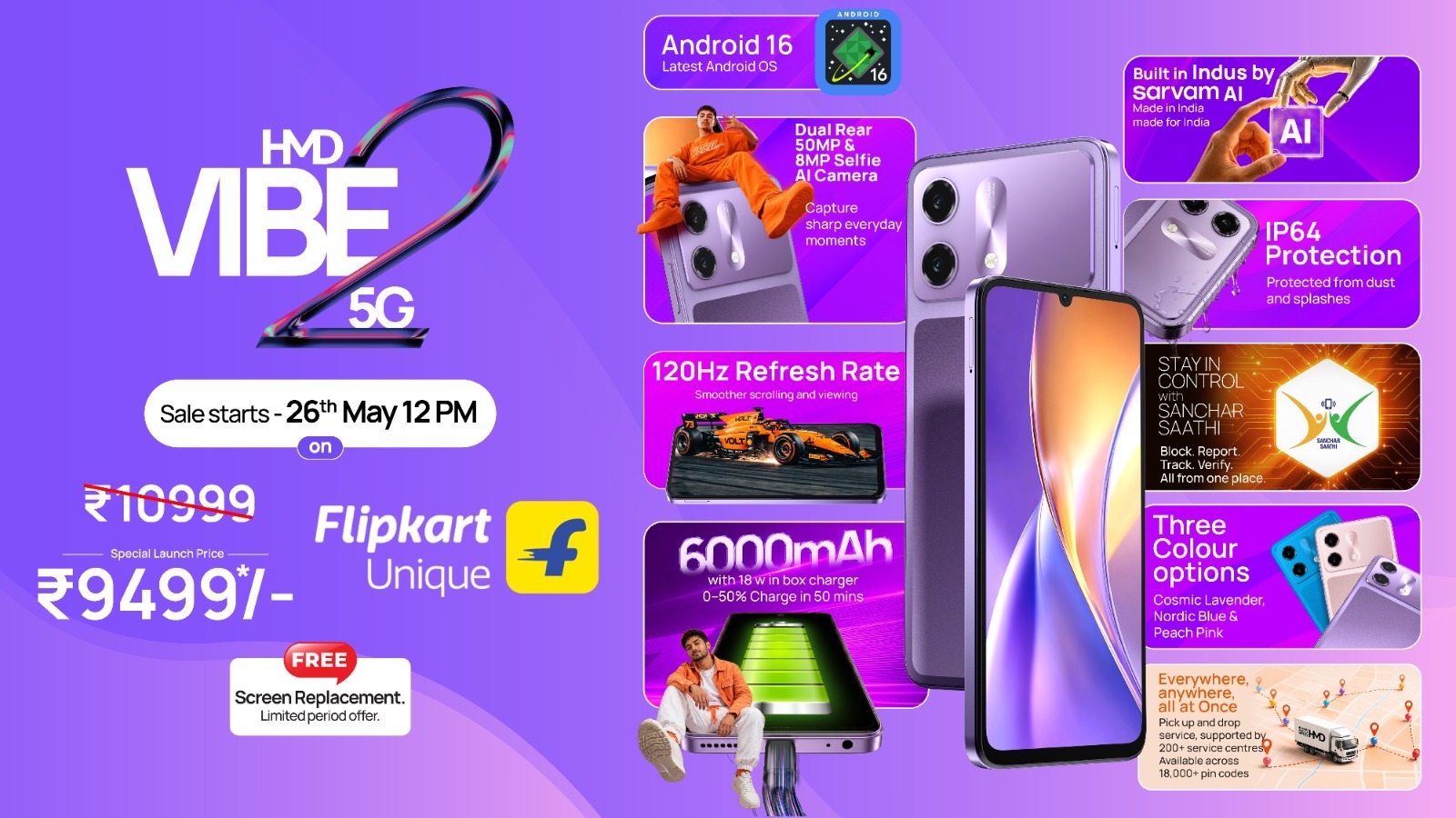 يبدأ بيع HMD Vibe2 5G اليوم في الهند بسعر 9499 روبية: أول هاتف HMD يعمل بالذكاء الاصطناعي في الهند
