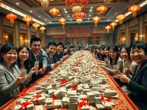 Chinese boss distributes $26 Million in cash at year-end party, employees take what they can carry
