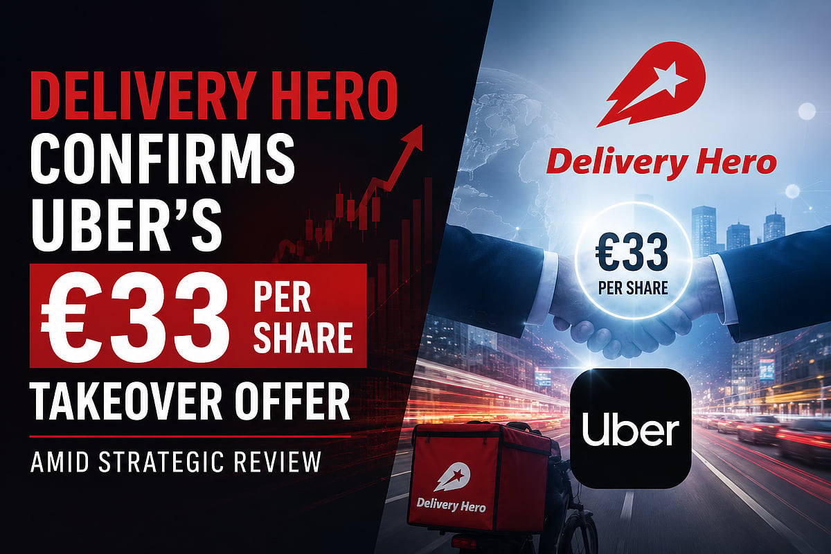 تؤكد شركة Delivery Hero عرض الاستحواذ الذي قدمته Uber بقيمة 33 يورو لكل سهم وسط مراجعة استراتيجية