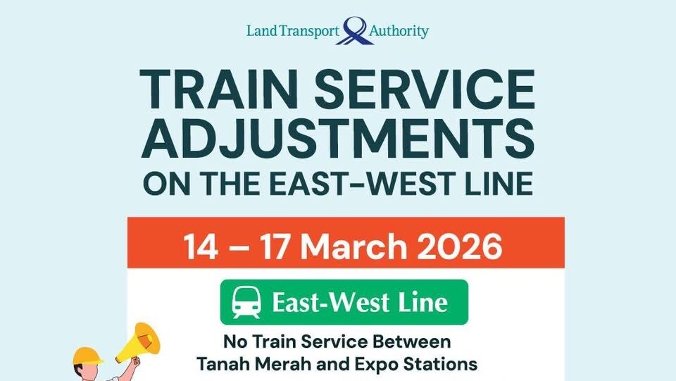 PSA: No habrá trenes EWL entre Tanah Merah y Expo del 14 al 17 de marzo para obras de vía ECID