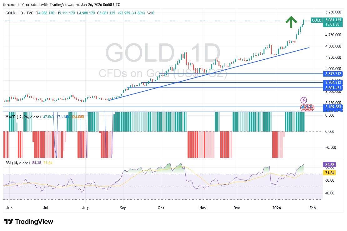 تحليل الذهب 26/01: هل ستستمر الأسعار في الارتفاع؟ (رسم بياني)