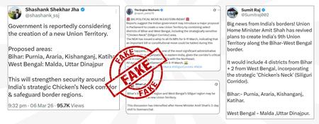 الحكومة ترفض ادعاءات وسائل التواصل الاجتماعي الزائفة بشأن منطقة الاتحاد الجديدة بالقرب من ممر سيليجوري