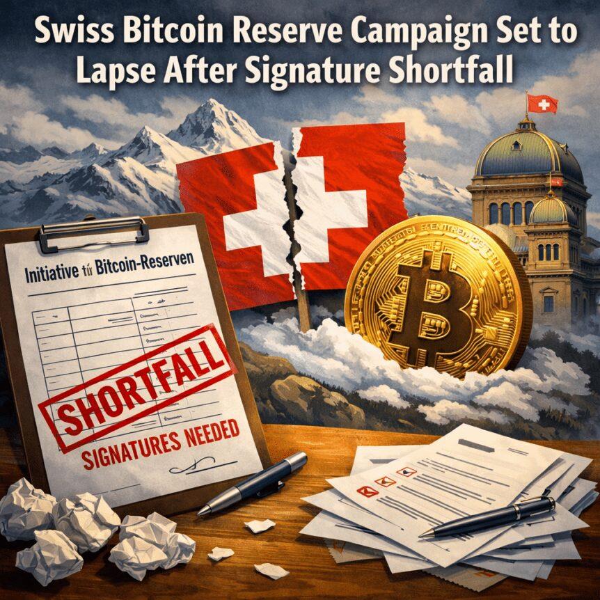 La campaña suiza de reserva de Bitcoin caducará después del déficit de firmas