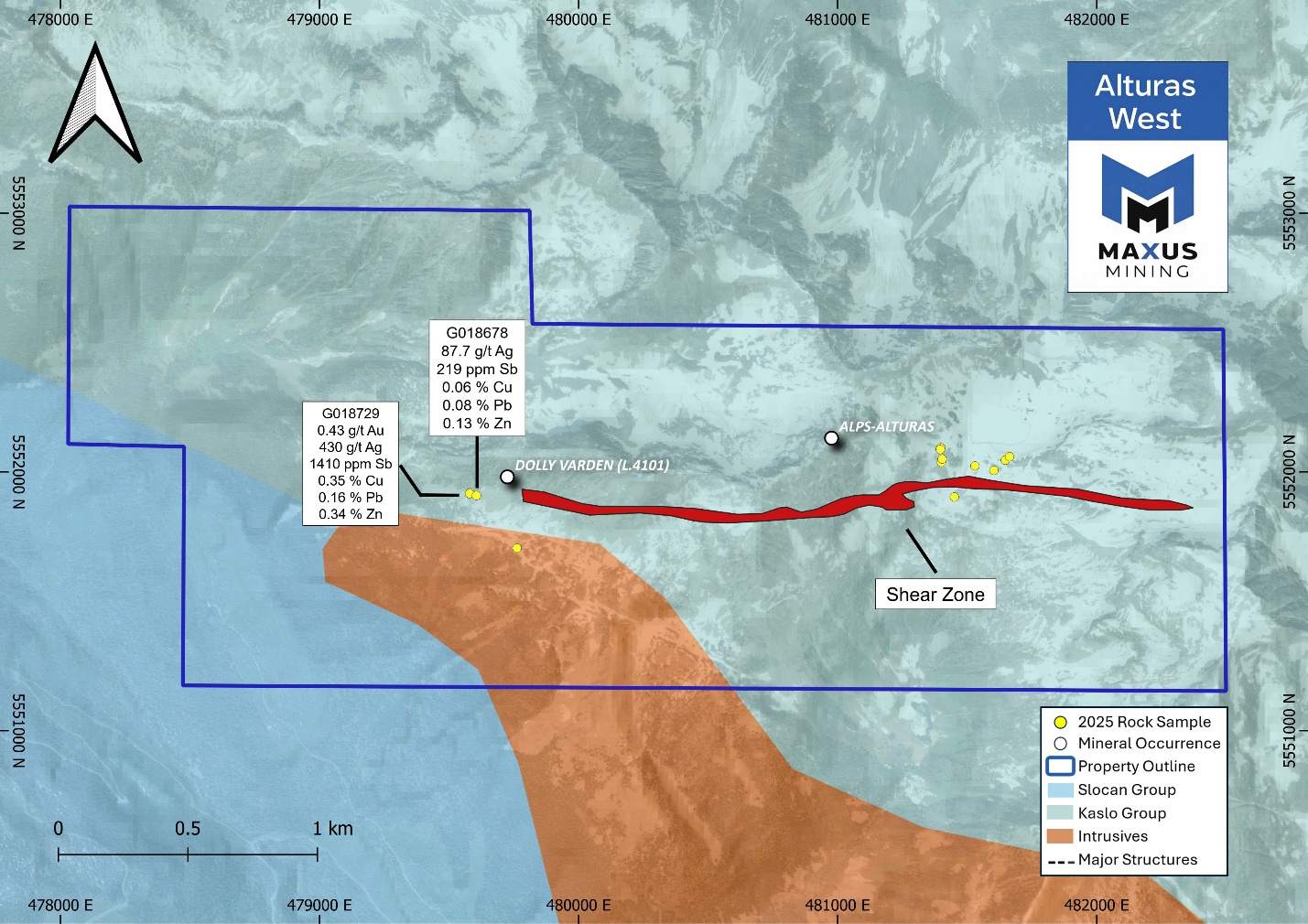 Maxus Mining Highlights Strong Polymetallic Results at the Alturas West Property in British Columbia, Canada