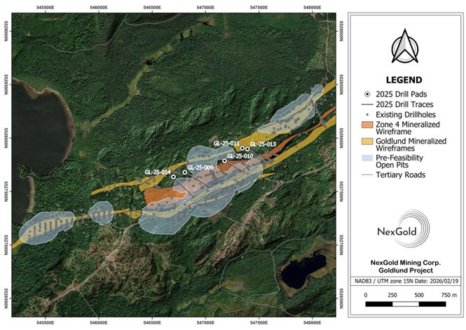 NexGold Intersects 9.30 g/t Gold Over 11.0 Metres and 2.31 g/t Gold Over 21.5 Metres at the Goldlund Deposit, Ontario