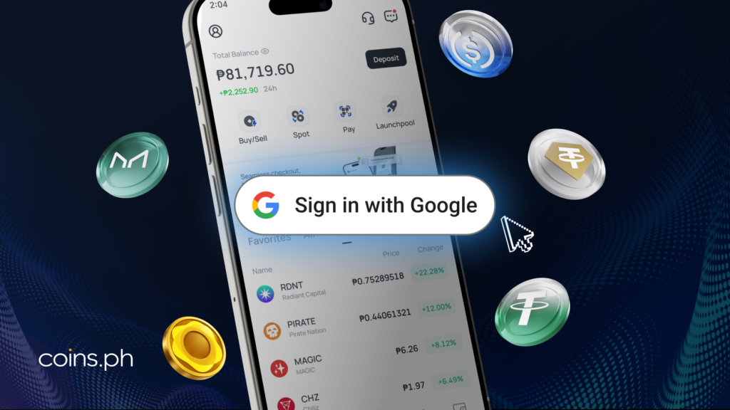 "بدون كلمة مرور": يمكن لمستخدمي Coins.ph الآن تسجيل الدخول عن طريق حساب Google | BitPinas
