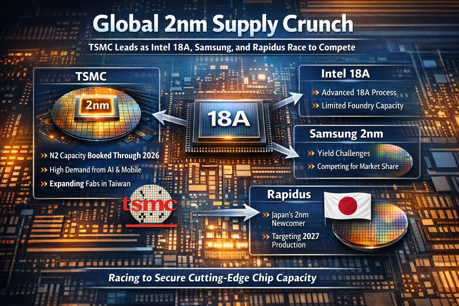 أزمة إمداد عالمية بتقنية 2nm: TSMC تقود المنافسة مع Intel 18A وSamsung وRapidus - Semiwiki