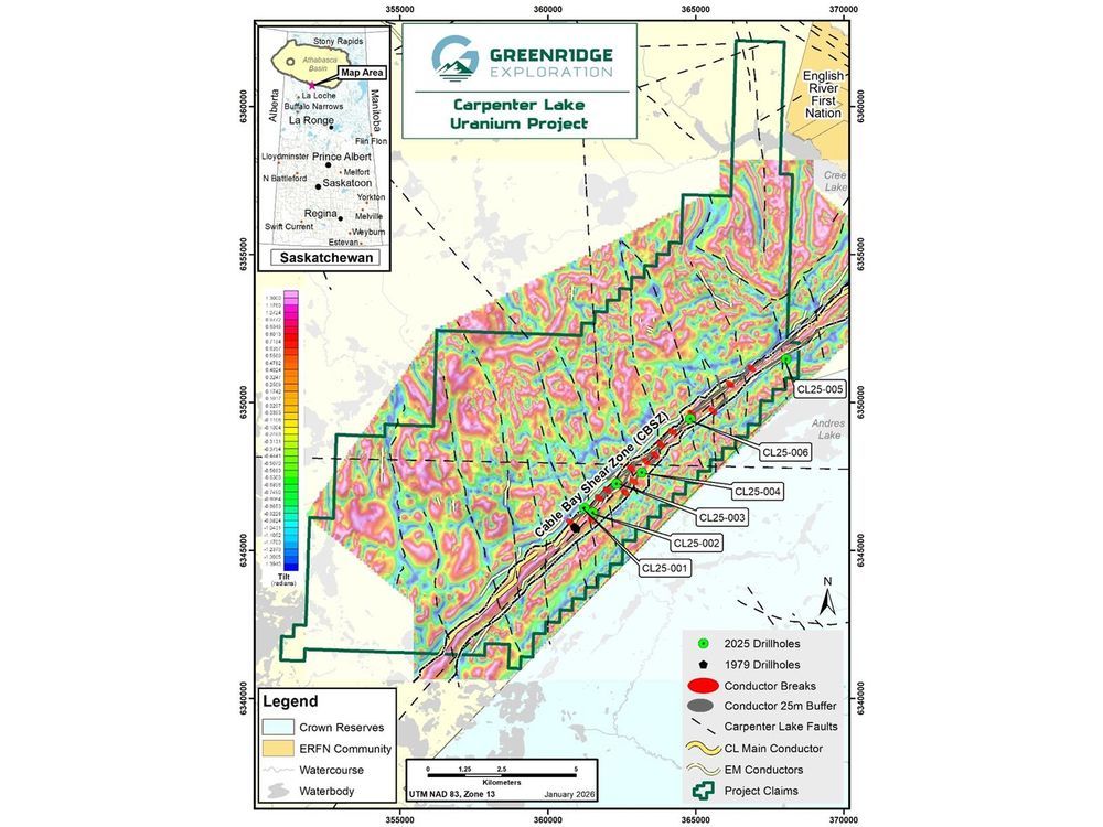 Greenridge Exploration Announces Results of Summer 2025 Drilling at the Carpenter Lake Uranium Project, Athabasca Basin Area