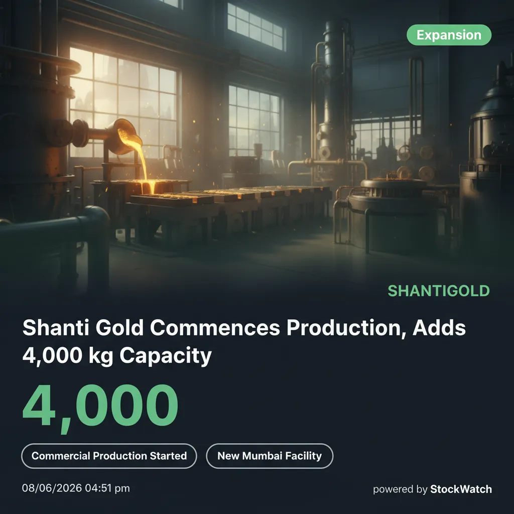 شانتي جولد يبدأ الإنتاج ويضيف سعة قدرها 4000 كجم